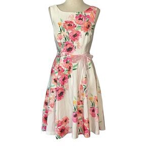ModCloth Hotline Spring Floral Retro Dress Women’s M Pink Lined Sleeveless